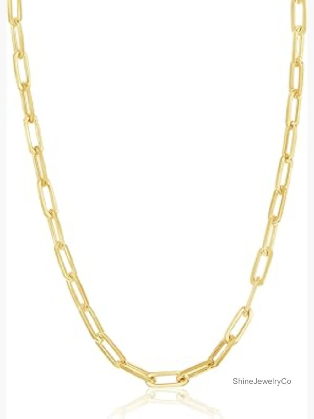 Handcrafted Paperclip Chain Necklace 925 Sterling Silver Gold Plated 16-30 Inch